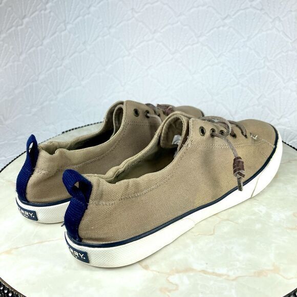 Sperry Sneakers Women 9.5 Brown Canvas Pier View Elastic Back Casual Chic Shoes - Picture 9 of 13